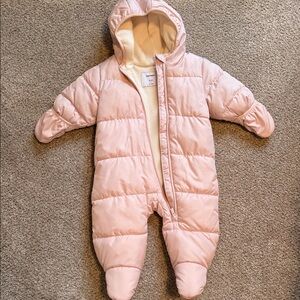 Old Navy Light Pink Hooded Puffer Footed One-Piece